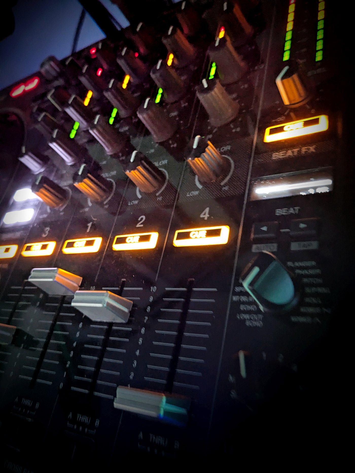 DJ controller detail, powered on